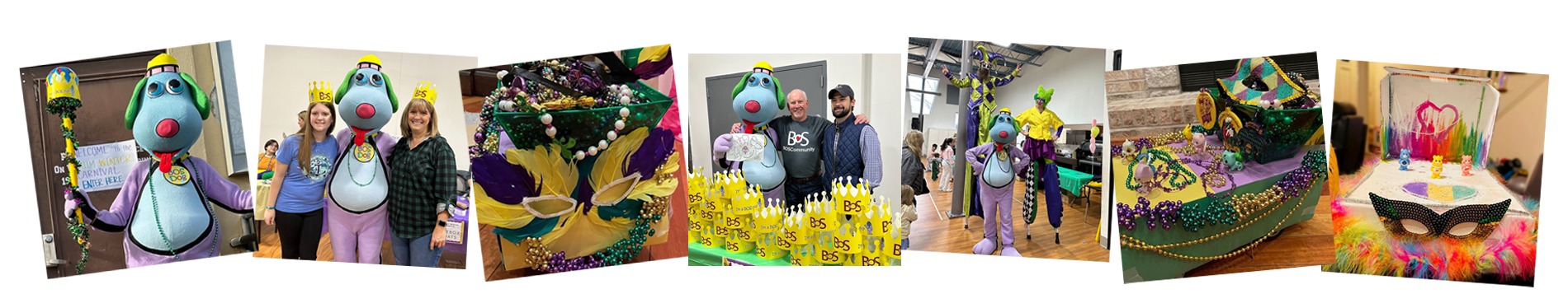 Collage with BOS Dog and friends at the Winter Carnival.
