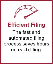 Efficient Filing: The fast and automated filing process saves hours on each filing.